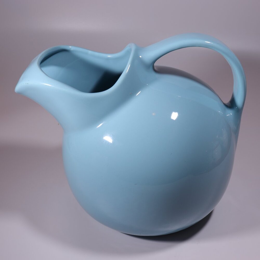 Chefsware Ball Pitcher Jug Ice Lip Blue 190 H.F. Coors China Company Vintage USA